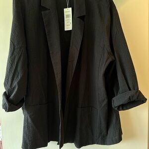 Eileen Fisher Textured Black Notch Collar Blazer